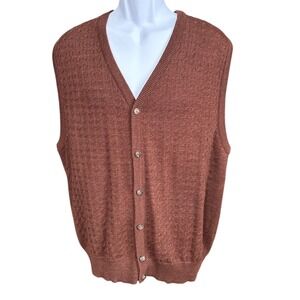 Vintage Jos. A Bank Sportswear Brown Textured Knit Wool Sweater Vest, Size XL